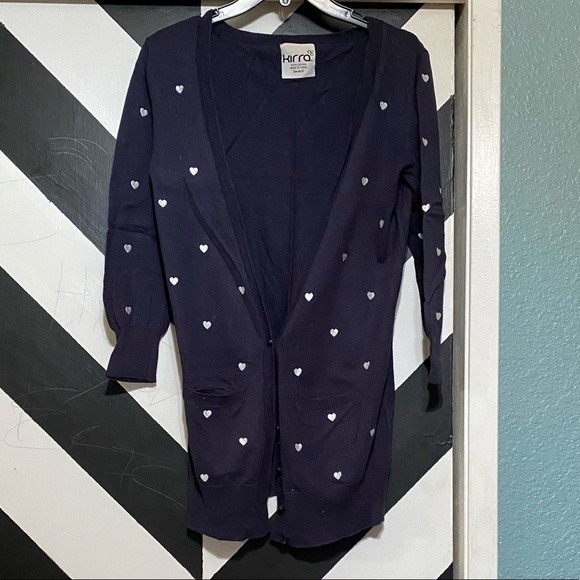 Kirra Hearts Cardigan Sweater 3/4 Sleeve Size S - Picture 5 of 9